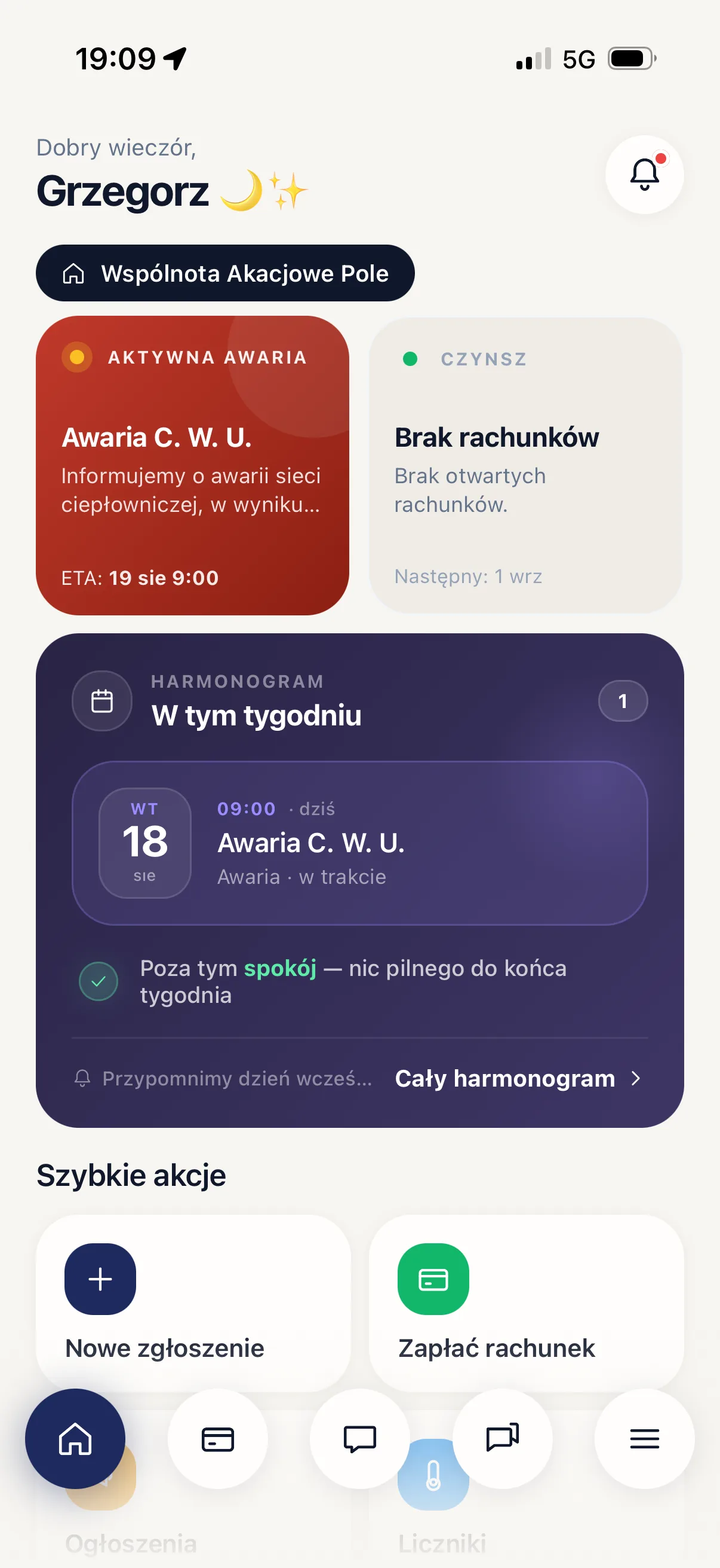 Aplikacja mobilna apparto — pulpit mieszkańca